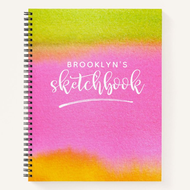 Livre de croquis de l'artiste rose monogramme (Devant)