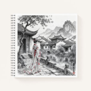 Livre de croquis de village asiatique traditionnel
