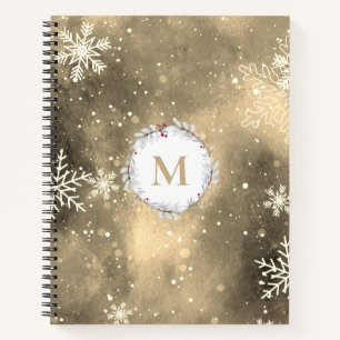 Livre de croquis Gold Red Christmas Wreath Monogra