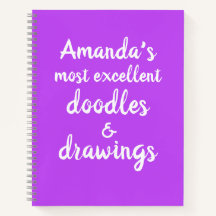 Livre de croquis mauve Doodé et dessins personnali