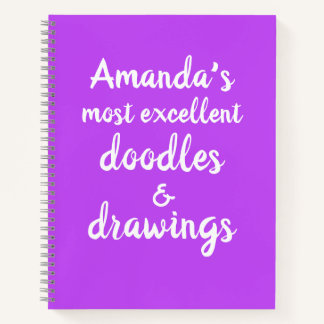 Livre de croquis mauve Doodé et dessins personnali
