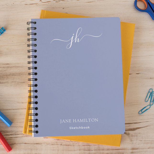 Livre de croquis Monogramme bleu avec nom (Créateur téléchargé)