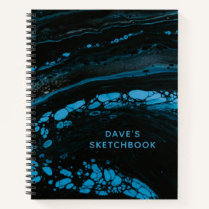 Livre de croquis personnalisé en marbre noir
