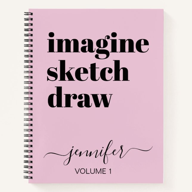 Livre de croquis personnalisé en rose gras Votre n (Devant)