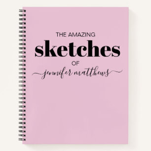 Livre de croquis personnalisé Fille Rose Noir Votr