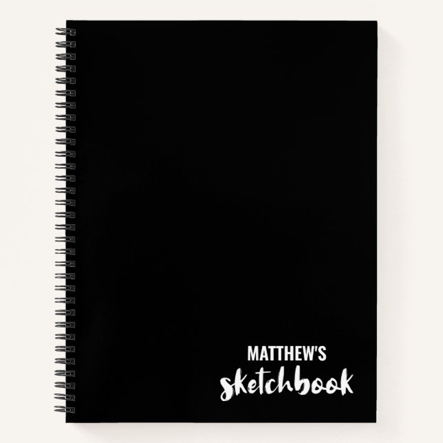 Livre de croquis personnalisé noir blanc Votre nom (Devant)