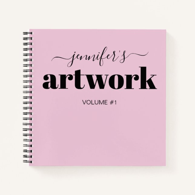 Livre de croquis personnalisé rose noir Votre nom (Devant)