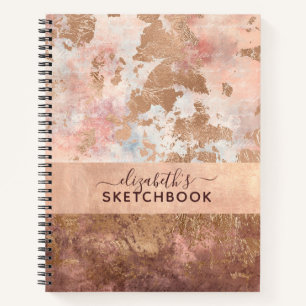 Livre de croquis Rose élégant marbre rose or