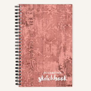 Livre de croquis rose élégant personnalisé Votre n