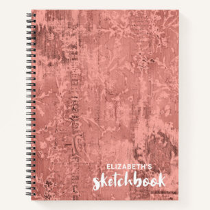 Livre de croquis rose Elégant Personnalisé Votre n