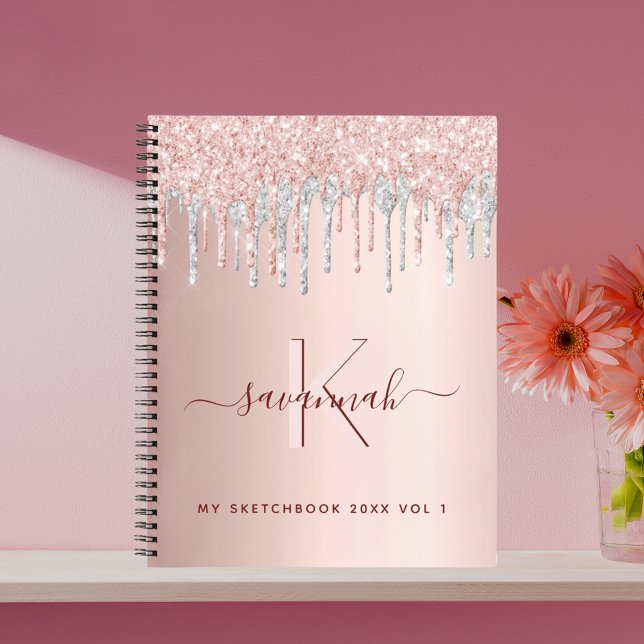 Livre de croquis rose parties scintillant or argen (Créateur téléchargé)