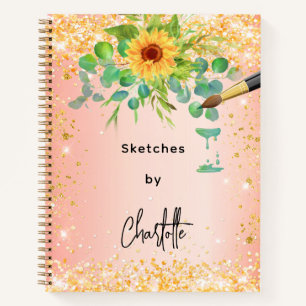 Livre de croquis tournesol orange or peinture