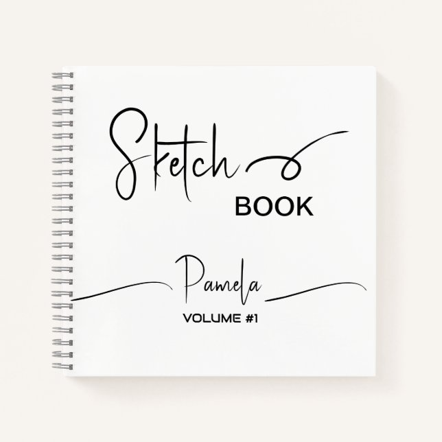 Livre de croquis Votre nom Script Turquoise Bleu (Devant)