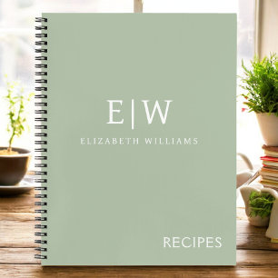 Livre de cuisine Recette Vert Sage Girly Monogramm