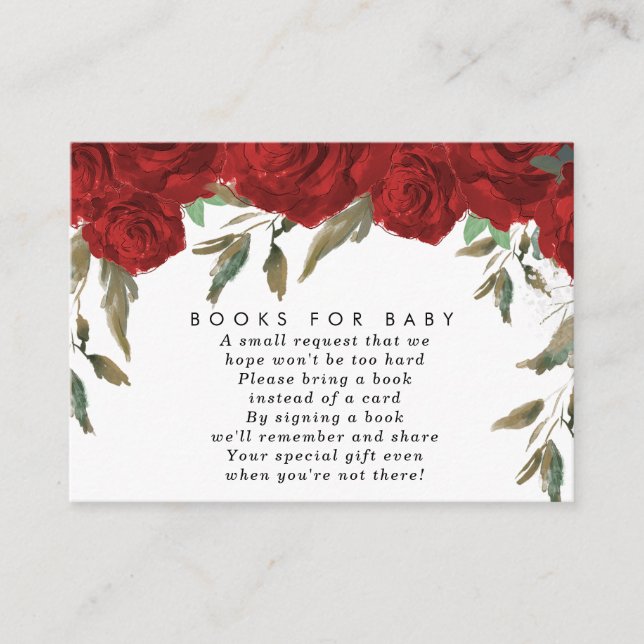 Livre de fleurs de roses rouges pour bébé carte de (Devant)