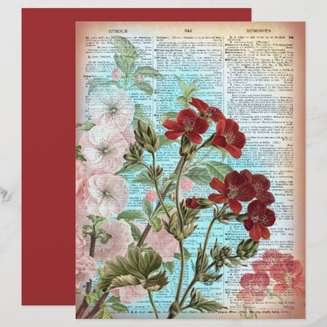 Livre de papier de la page du dictionnaire floral  (Devant / Derrière)