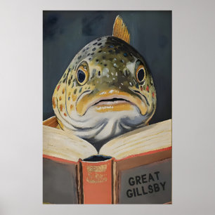 Livre de Poisson Capriceux Art Mural Littéraire