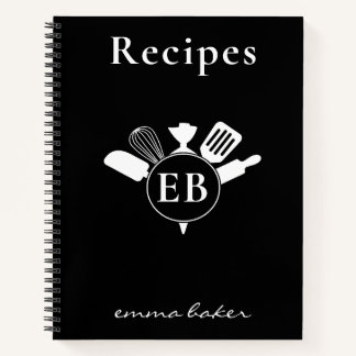Livre de recettes de boulangerie noir personnalisé