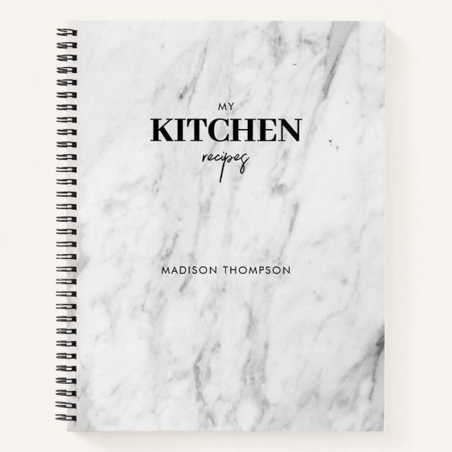 Livre de recettes de cuisine en marbre blanc moder (Devant)