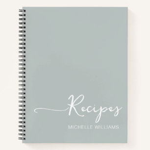 Livre de Recettes de Cuisine Moderne Vert Sauge Mo