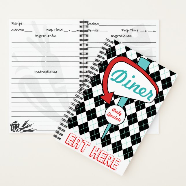 Livre de recettes de cuisine rétro diner  (À l'intérieur)