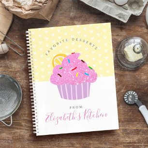 Livre de recettes de cupcake jaune coeur moderne d