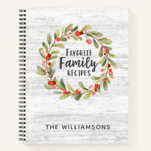 Livre de recettes de la famille de Noël rustique L