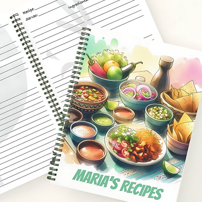 Livre de recettes de l'aquarelle alimentaire mexic (Custom Mexican Food Watercolor Recipe Book)