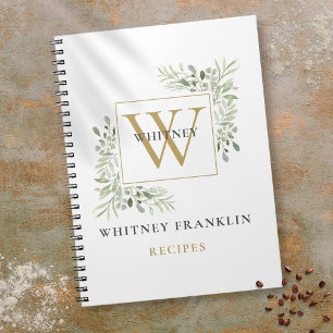 Livre de recettes de monogramme de verdure d'or él
