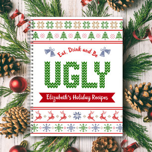 Livre de recettes de Noël avec un pull moche vert