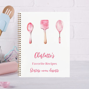 Livre de recettes de script blanc rose