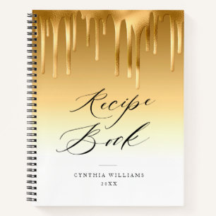 Livre de recettes élégant avec feuille d'or qui co