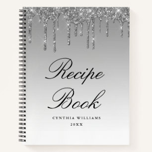 Livre de recettes en écriture moderne argentée pai