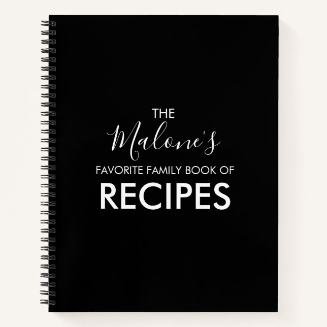 Livre de recettes favori de la famille | Noir mode (Devant)