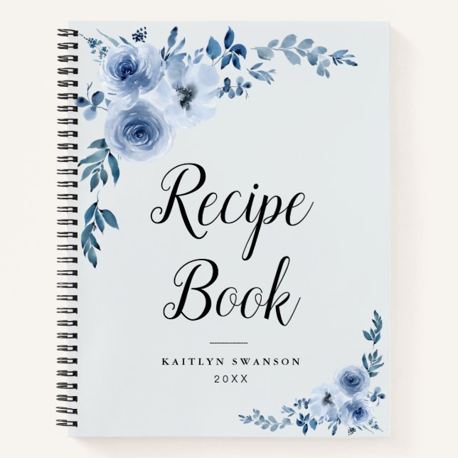 livre de recettes floral bleu poussiéreux (Devant)