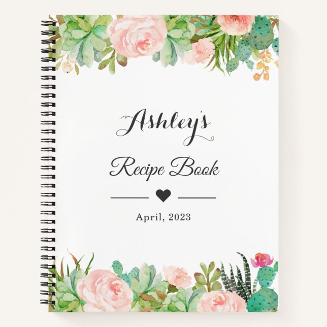 Livre de recettes floral de cactus succulent rusti (Devant)