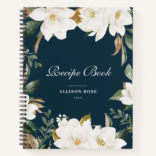 Livre de recettes florales de magnolia d'aquarelle (Devant)
