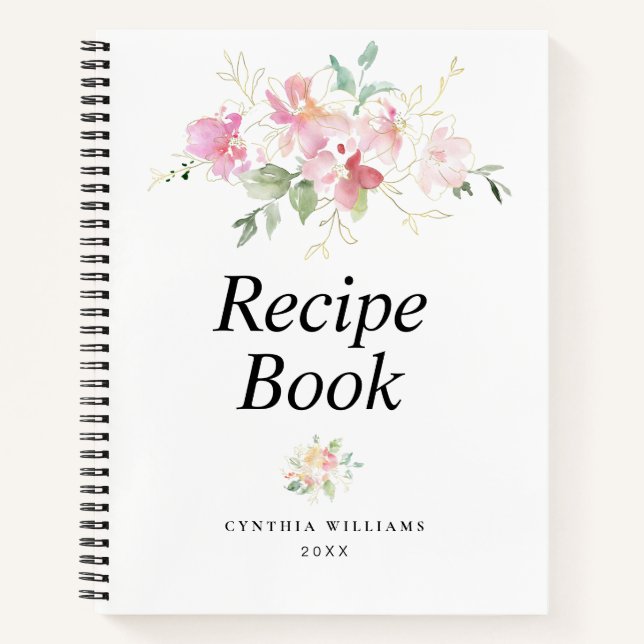 Livre de recettes florales or et rose (Devant)