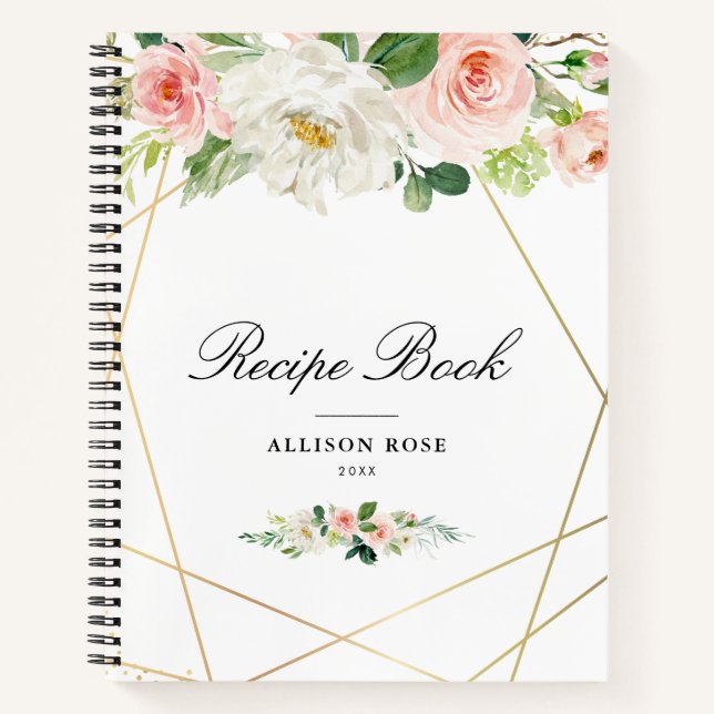 Livre de recettes géométrique or & blush (Devant)