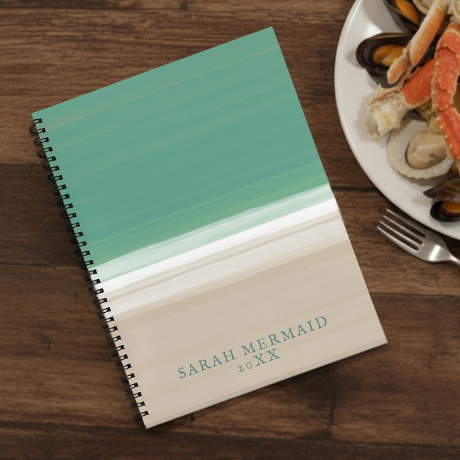 Livre de recettes moderne de la plage de l'océan t (Add your name to this modern ocean beach recipe book)
