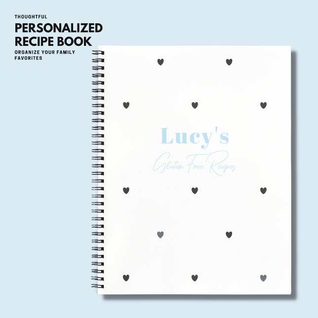 Livre de recettes moderne stylish Love Heart Blue  (Créateur téléchargé)