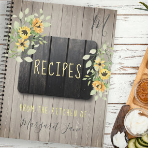 Livre de recettes monogrammed chef cuisine rustiqu