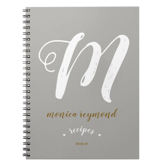 livre de recettes monogrammed pour le chef. gris (Devant)