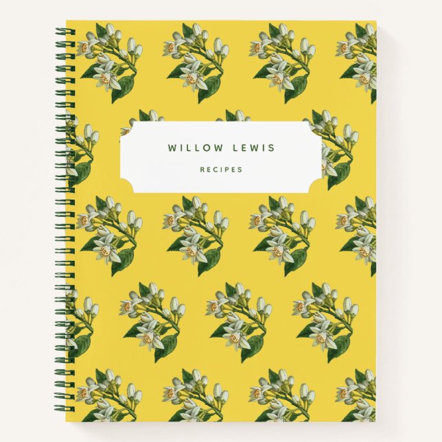 Livre de recettes Motif de fleurs de citron jaune (Devant)