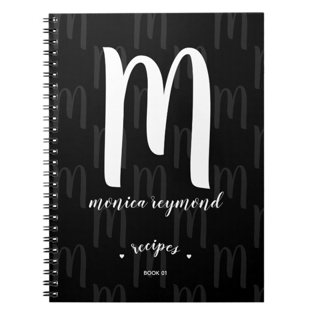 livre de recettes noir monogrammed pour le chef (Devant)