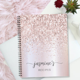 Livre de recettes paillettes rose glamour doré Nom