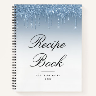 Livre de recettes parties scintillant bleu moderne