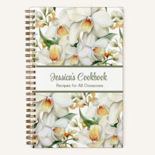 Livre de Recettes Personnalisé White Orchids Cahie