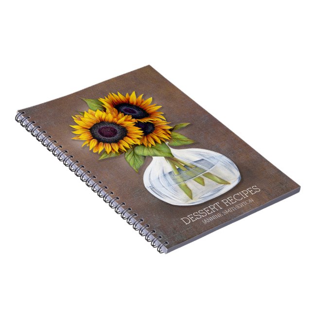 Livre de recettes personnalisées Fleurs de soleil  (Côté Droit)