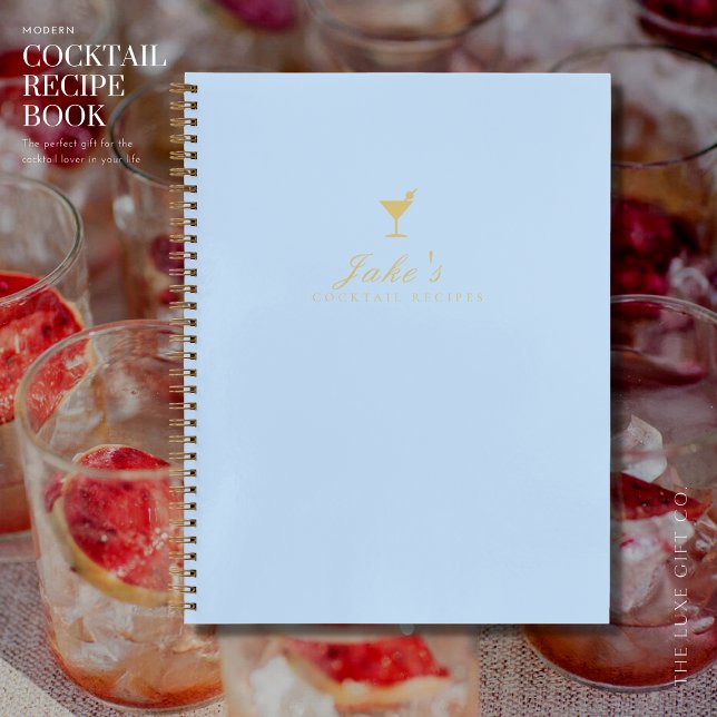 Livre de recettes vintage Blue et Gold Blank Cockt (Créateur téléchargé)